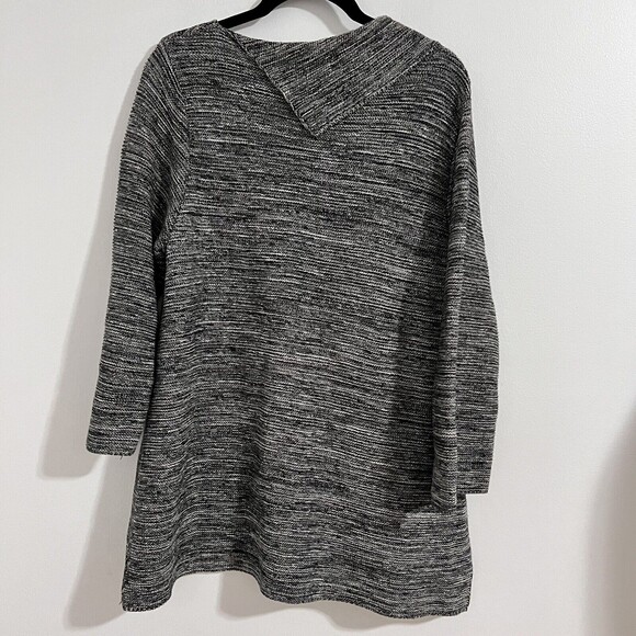 Habitat Gray Shawl Neck Knit Sweater Tunic Top Size S Cotton Heathered Slouchy - Picture 2 of 8